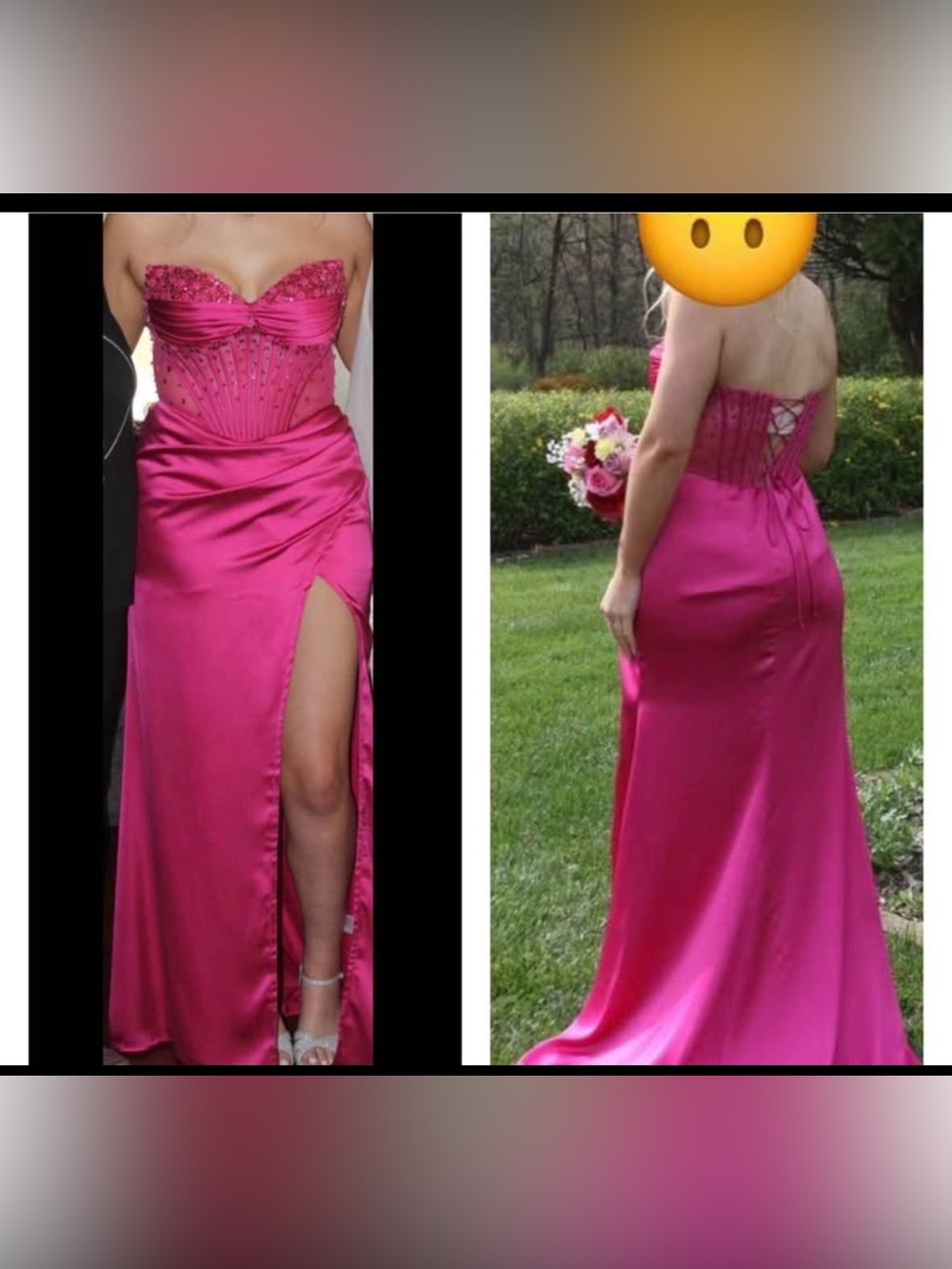Strapless Fuchsia Evening Gown with Corset Bodice